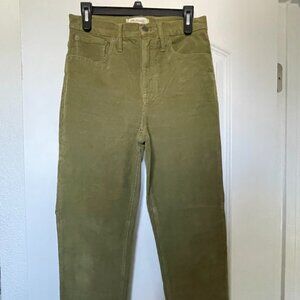 EUC Madewell Classic Straight Jeans Corduroy Edition Olive Green Size 27
